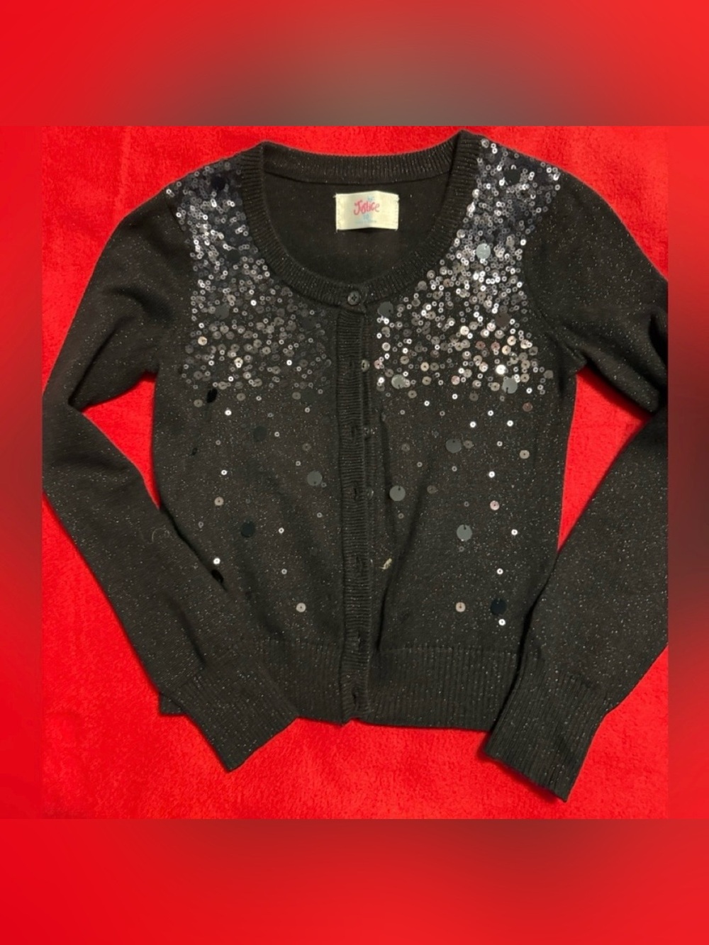 Justice Black Sequin-Embellished Kids Cardigan